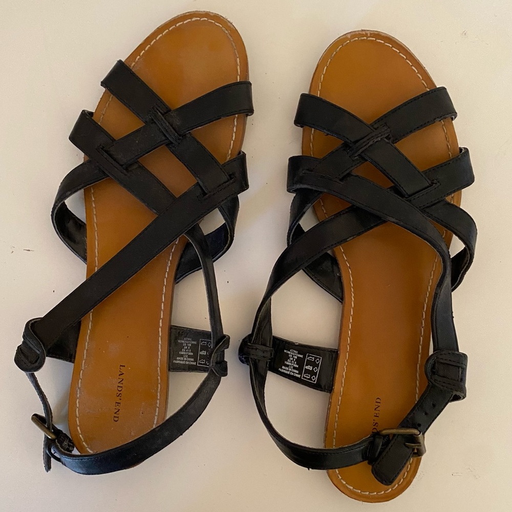 Black Strappy Sandals (Lands’ End)